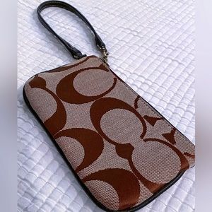 Vintage Coach Signature C Logo Canvas Wristlet Purse
